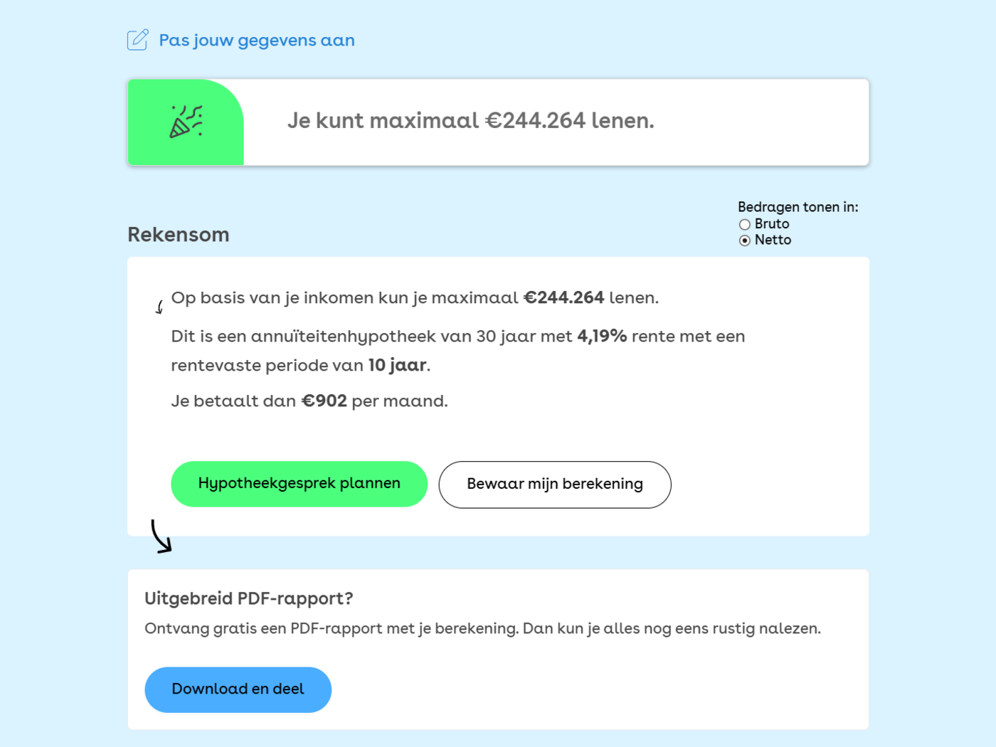 The result page live today, an incremental evolution of the shipped design
